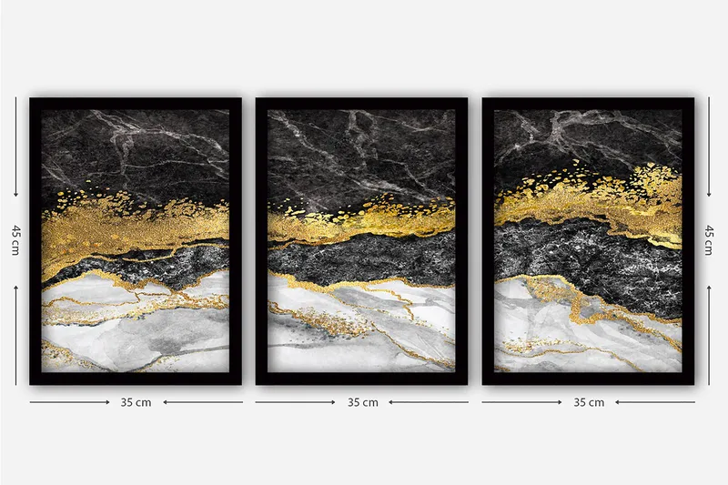 Decorative Framed Painting (3 Pieces) 35x45 - Interiør - Maleri & posters - Lerretsbilder