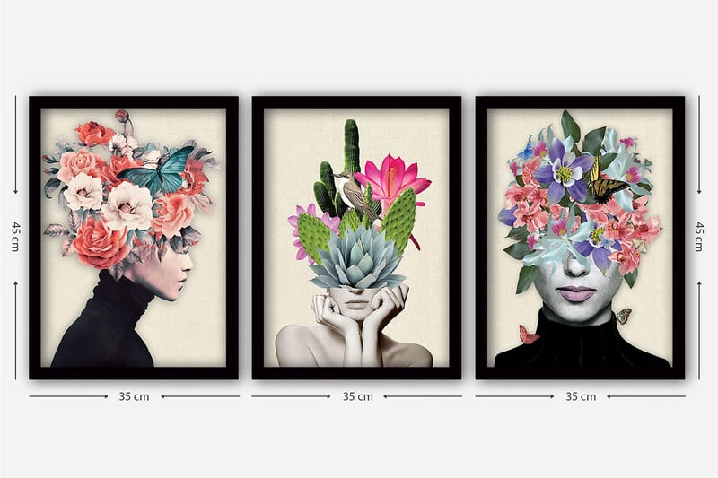 Decorative Framed Painting (3 Pieces) 35x45 - Interiør - Maleri & posters - Lerretsbilder