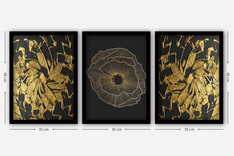 Decorative Framed Painting (3 Pieces) 35x45 - Interiør - Maleri & posters - Lerretsbilder