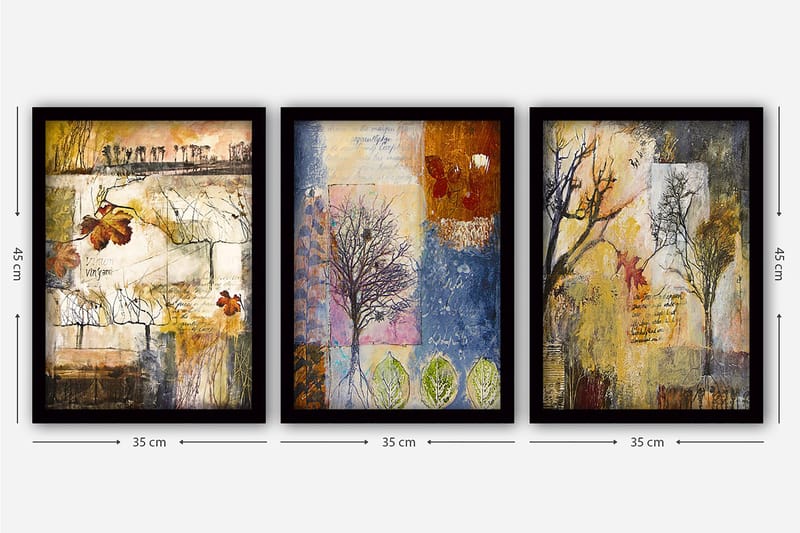 Decorative Framed Painting (3 Pieces) 35x45 - Interiør - Maleri & posters - Lerretsbilder
