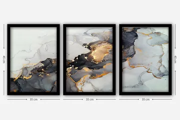 Decorative Framed Painting (3 Pieces) 35x45 - Interiør - Maleri & posters - Lerretsbilder