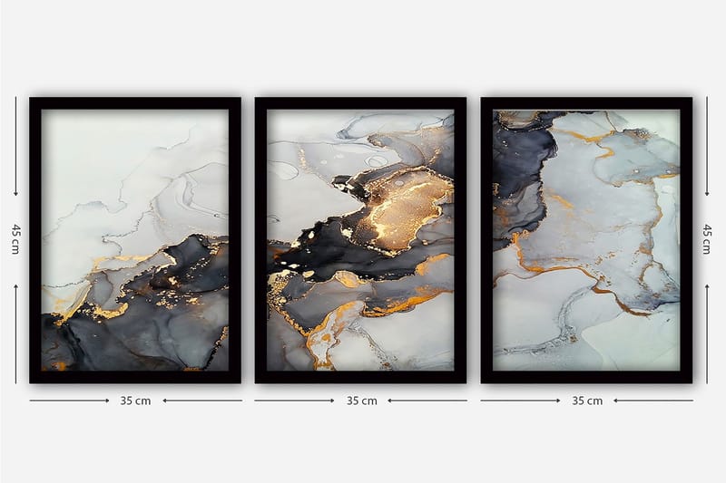 Decorative Framed Painting (3 Pieces) 35x45 - Interiør - Maleri & posters - Lerretsbilder
