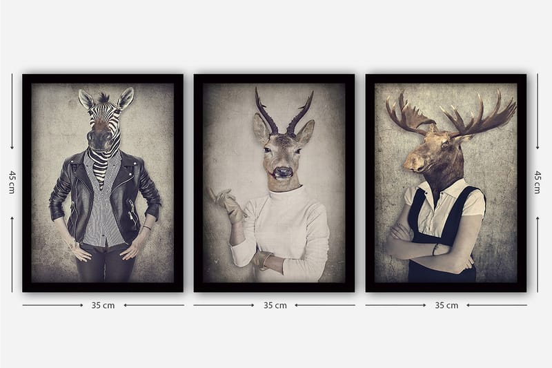 Decorative Framed Painting (3 Pieces) 35x45 - Interiør - Maleri & posters - Lerretsbilder