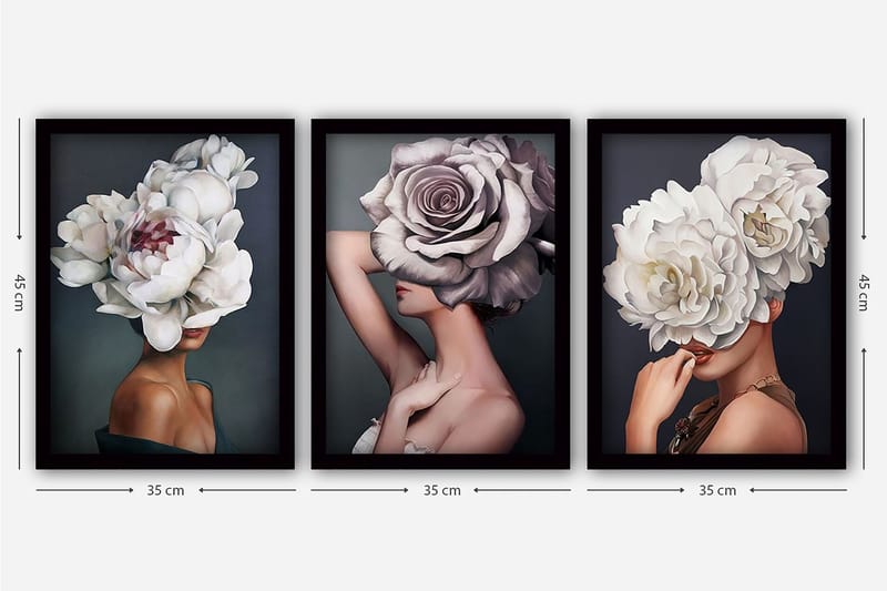 Decorative Framed Painting (3 Pieces) 35x45 - Interiør - Maleri & posters - Lerretsbilder