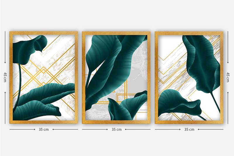 Decorative Framed Painting (3 Pieces) 35x45 - Interiør - Maleri & posters - Lerretsbilder