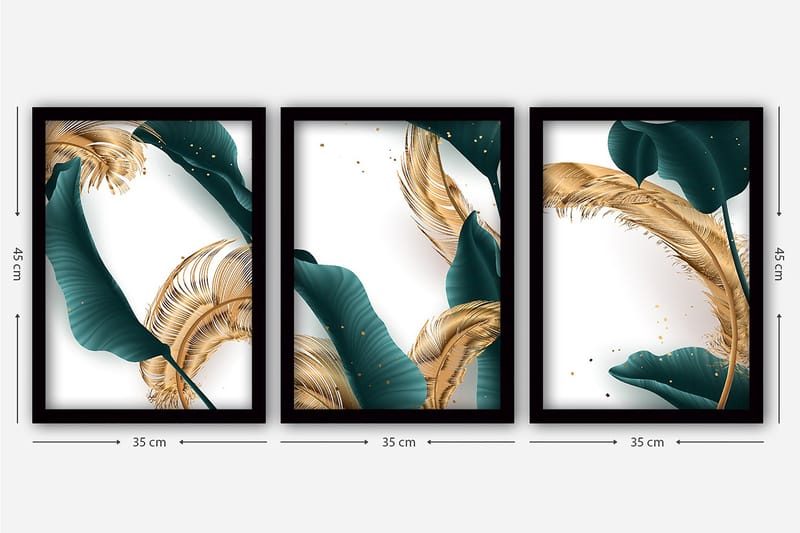 Decorative Framed Painting (3 Pieces) 35x45 - Interiør - Maleri & posters - Lerretsbilder