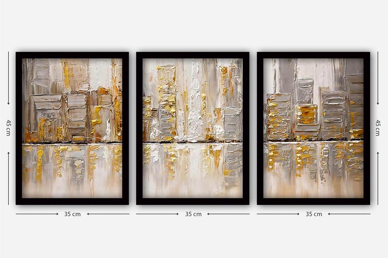 Decorative Framed Painting (3 Pieces) 35x45 - Interiør - Maleri & posters - Lerretsbilder