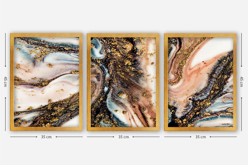Decorative Framed Painting (3 Pieces) 35x45 - Interiør - Maleri & posters - Lerretsbilder
