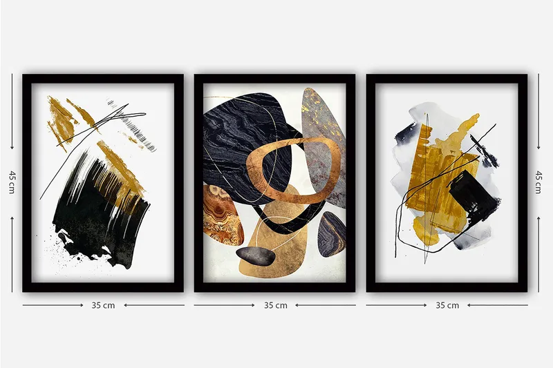 Decorative Framed Painting (3 Pieces) 35x45 - Interiør - Maleri & posters - Lerretsbilder