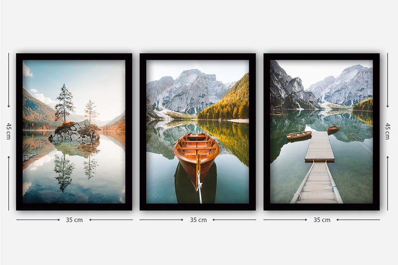 Decorative Framed Painting (3 Pieces) 35x45 - Interiør - Maleri & posters - Lerretsbilder