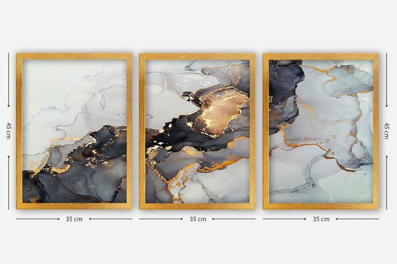 Decorative Framed Painting (3 Pieces) 35x45 - Interiør - Maleri & posters - Lerretsbilder