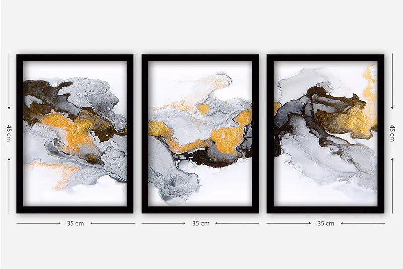 Decorative Framed Painting (3 Pieces) 35x45 - Interiør - Maleri & posters - Lerretsbilder