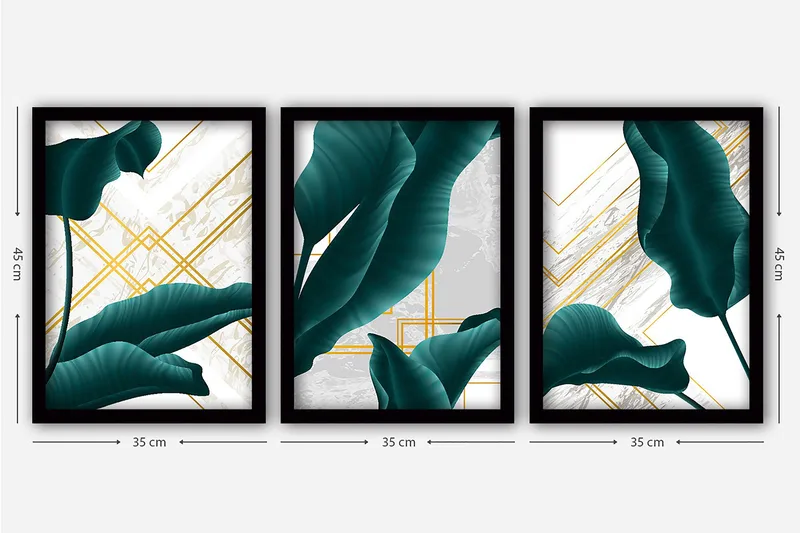 Decorative Framed Painting (3 Pieces) 35x45 - Interiør - Maleri & posters - Lerretsbilder