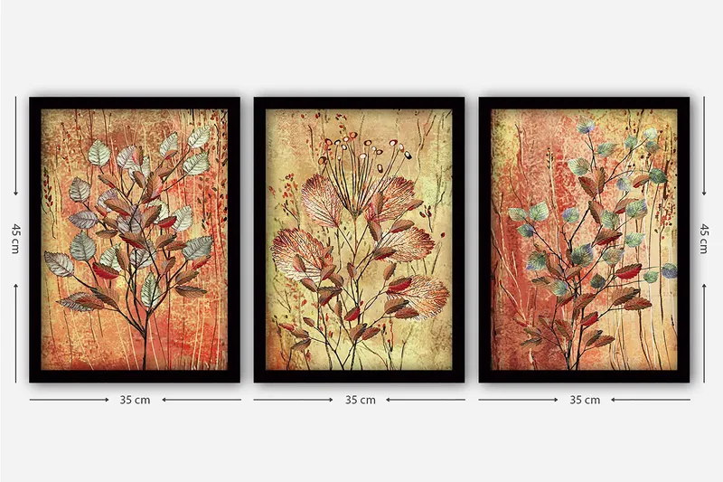 Decorative Framed Painting (3 Pieces) 35x45 - Interiør - Maleri & posters - Lerretsbilder