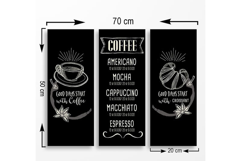 Decorative MDF Painting (3 Pieces) 20x50 - Interiør - Maleri & posters - Lerretsbilder