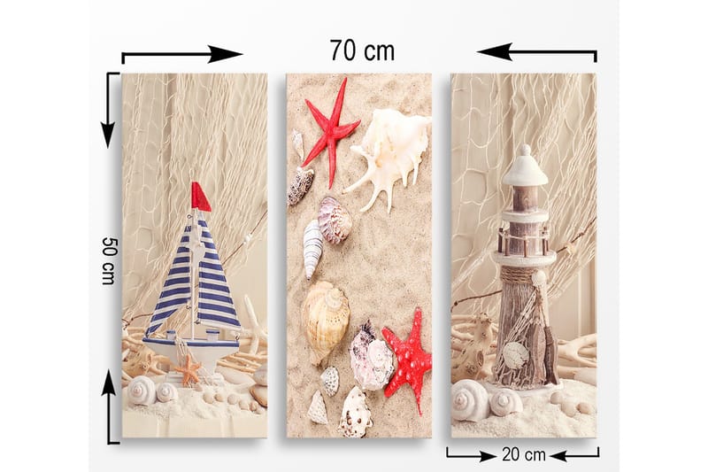 Decorative MDF Painting (3 Pieces) 20x50 - Interiør - Maleri & posters - Lerretsbilder