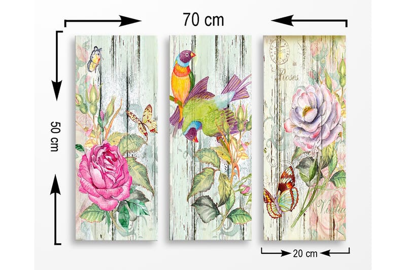 Decorative MDF Painting (3 Pieces) 20x50 - Interiør - Maleri & posters - Lerretsbilder
