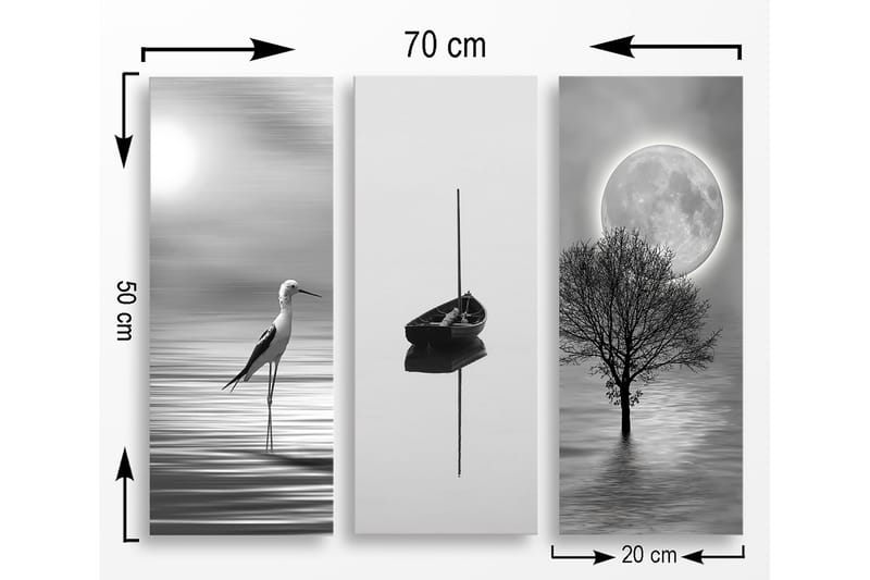 Decorative MDF Painting (3 Pieces) 20x50 - Interiør - Maleri & posters - Lerretsbilder