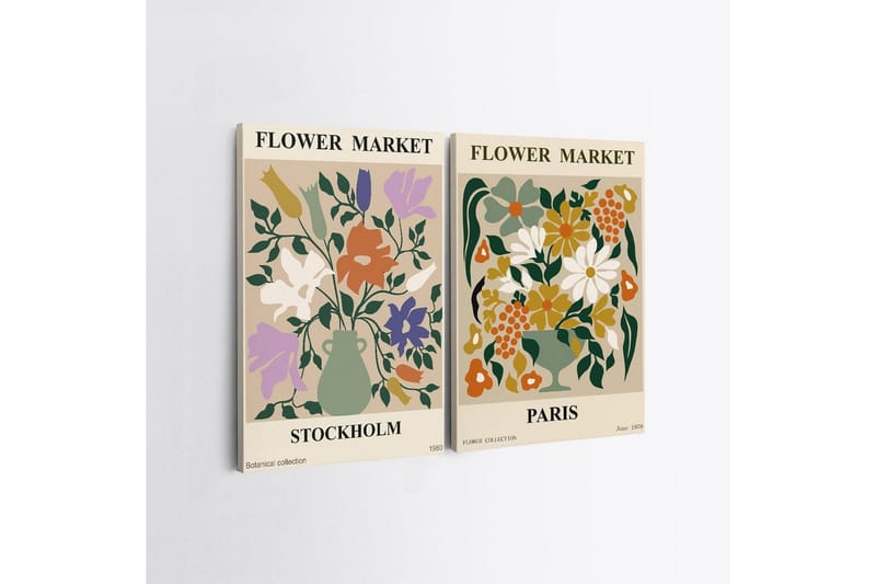 Dekorativt lerretsmaleri (2 stykker) Caldra Flerfarget Cia - Multifarget - Interiør - Maleri & posters - Lerretsbilder