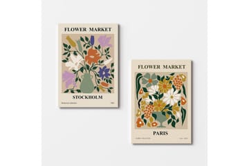 Dekorativt lerretsmaleri (2 stykker) Caldra Flerfarget Cia - Multifarget - Interiør - Maleri & posters - Lerretsbilder