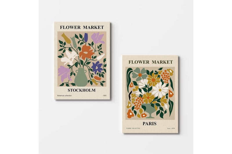 Dekorativt lerretsmaleri (2 stykker) Caldra Flerfarget Cia - Multifarget - Interiør - Maleri & posters - Lerretsbilder