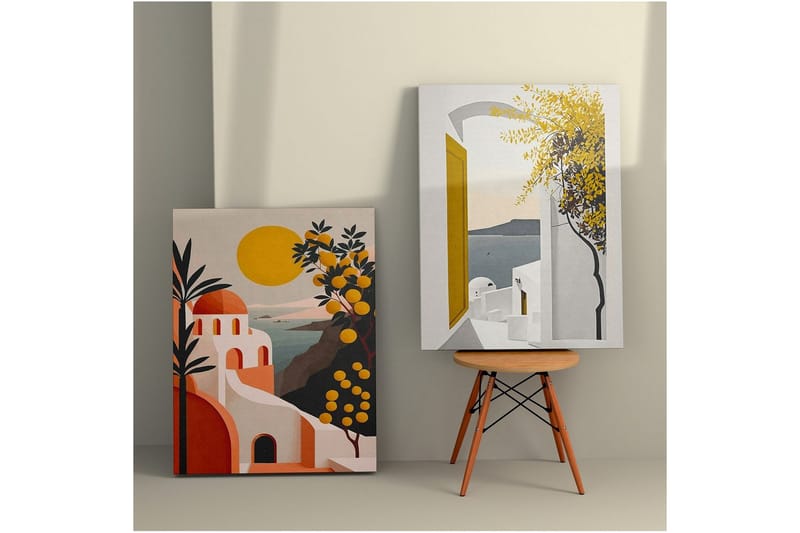 Dekorativt lerretsmaleri (2 stykker) Caldra Flerfarget Lumi - Multifarget - Interiør - Maleri & posters - Lerretsbilder