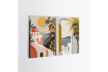 Dekorativt lerretsmaleri (2 stykker) Caldra Flerfarget Lumi - Multifarget - Interiør - Maleri & posters - Lerretsbilder