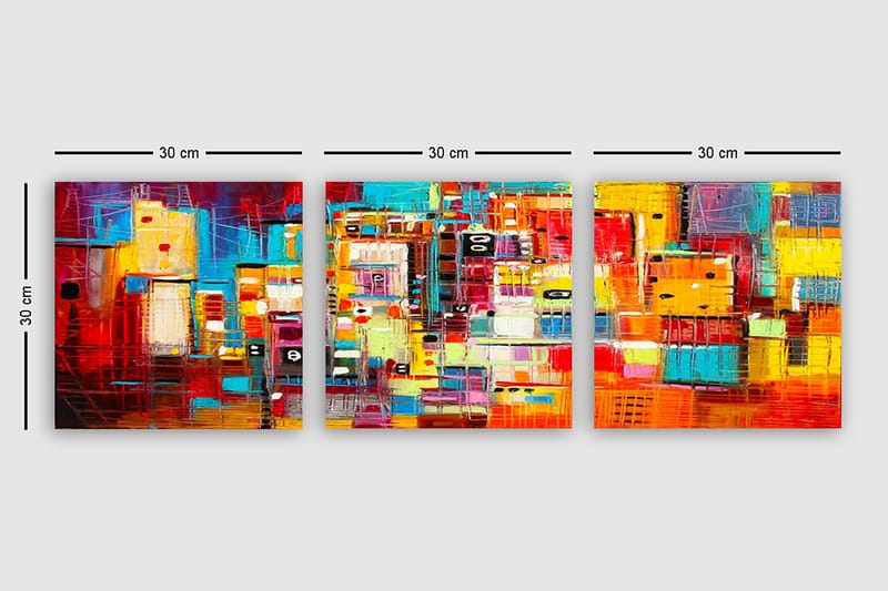 Dekorativt lerretsmaling (3 stykker) 30x30 - Interiør - Maleri & posters - Lerretsbilder