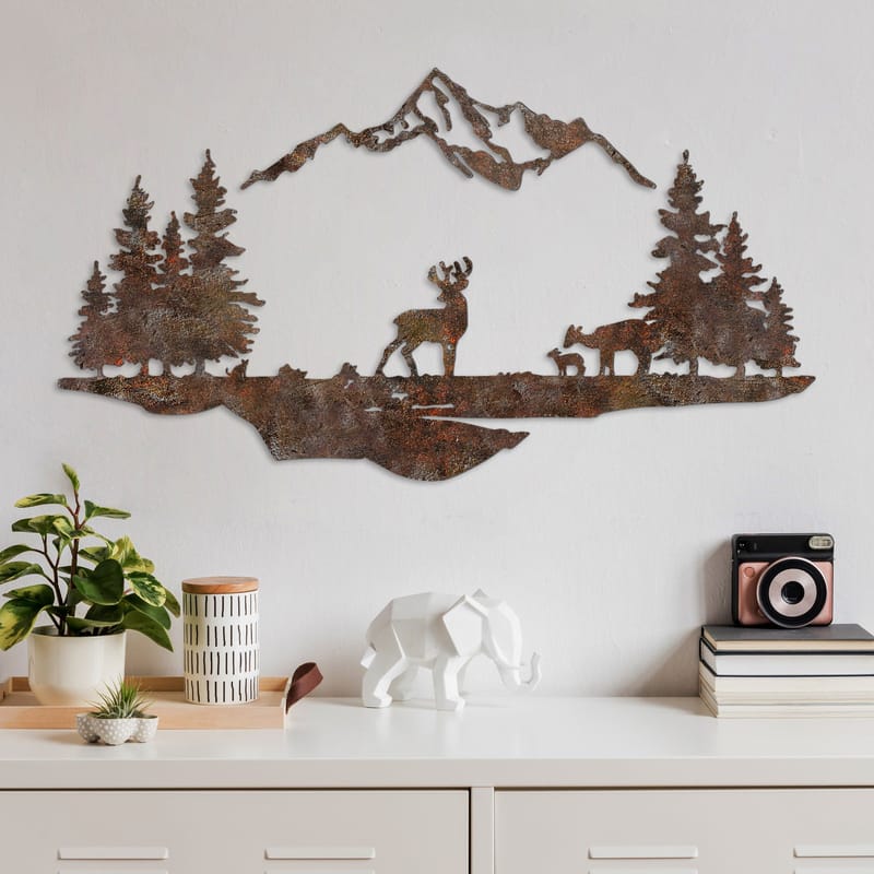 Dekorativt metallveggtilbehør Wallxpert Rusty Landscape (38 x 70 cm) - Brun - Interiør - Maleri & posters - Lerretsbilder