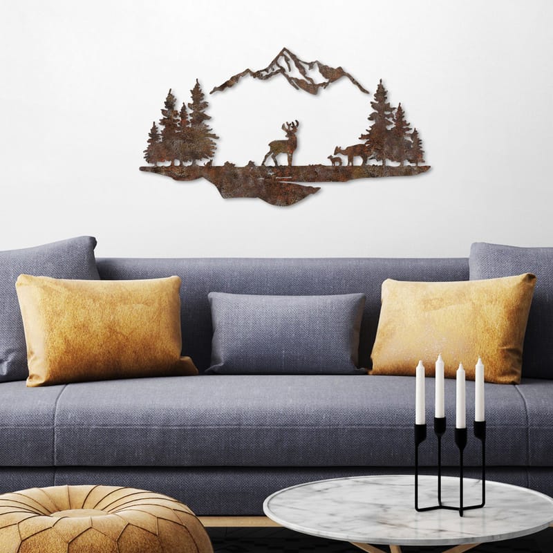 Dekorativt metallveggtilbehør Wallxpert Rusty Landscape (38 x 70 cm) - Brun - Interiør - Maleri & posters - Lerretsbilder