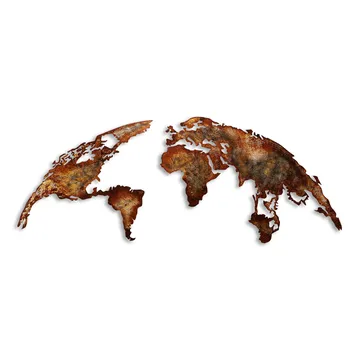Dekorativt metallveggtilbehør Wallxpert Verdenskart (150 x 59 cm) Lysebrun