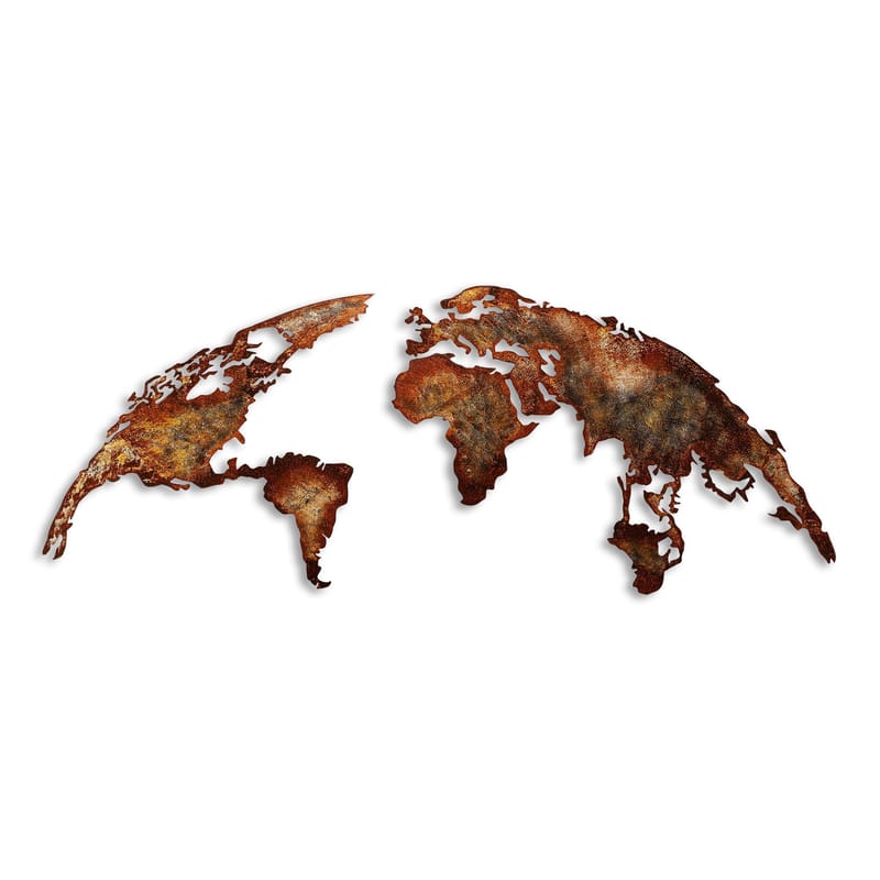 Dekorativt metallveggtilbehør Wallxpert Verdenskart (150 x 59 cm) Lysebrun