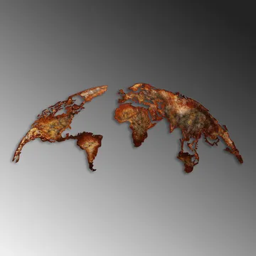 Dekorativt metallveggtilbehør Wallxpert Verdenskart (150 x 59 cm) Lysebrun - Interiør - Maleri & posters - Lerretsbilder