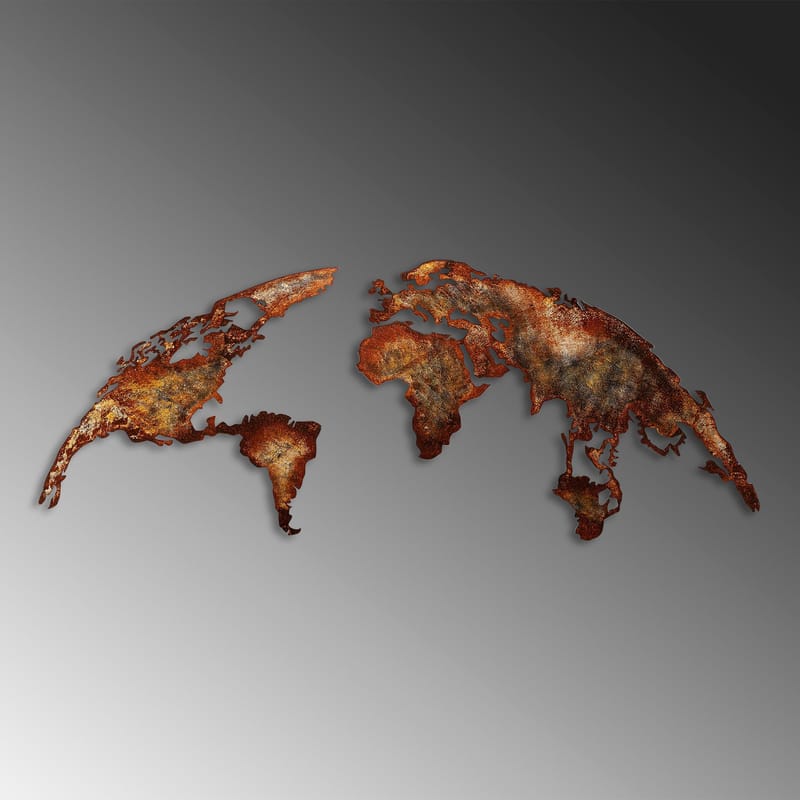 Dekorativt metallveggtilbehør Wallxpert Verdenskart (150 x 59 cm) Lysebrun - Interiør - Maleri & posters - Lerretsbilder