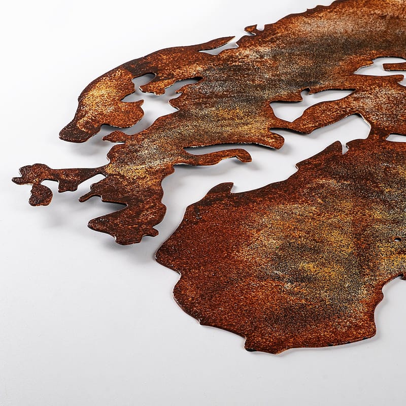 Dekorativt metallveggtilbehør Wallxpert Verdenskart (150 x 59 cm) Lysebrun - Interiør - Maleri & posters - Lerretsbilder
