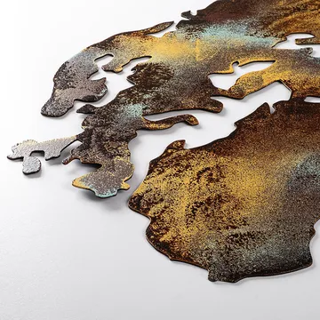 Dekorativt metallveggtilbehør Wallxpert Verdenskart (150 x 59 cm) Mørkebrun - Flerfarget - Interiør - Maleri & posters - Lerretsbilder