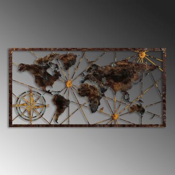 Dekorativt metallveggtilbehør Wallxpert Verdenskart-ramme (120 x 60 cm) Svart - Interiør - Maleri & posters - Posters