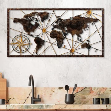 Dekorativt metallveggtilbehør Wallxpert Verdenskart-ramme (120 x 60 cm) Svart - Interiør - Maleri & posters - Posters