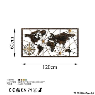 Dekorativt metallveggtilbehør Wallxpert Verdenskart-ramme (120 x 60 cm) Svart - Interiør - Maleri & posters - Posters