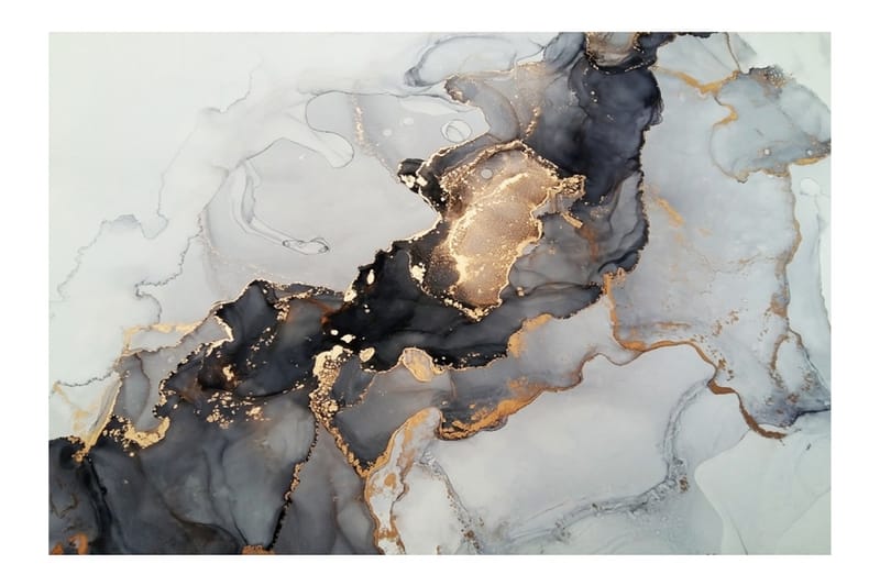 Akrylbilde Golden Tide Glass/Svart/Hvit/Guld - 80x120 cm - Lerretsbilder
