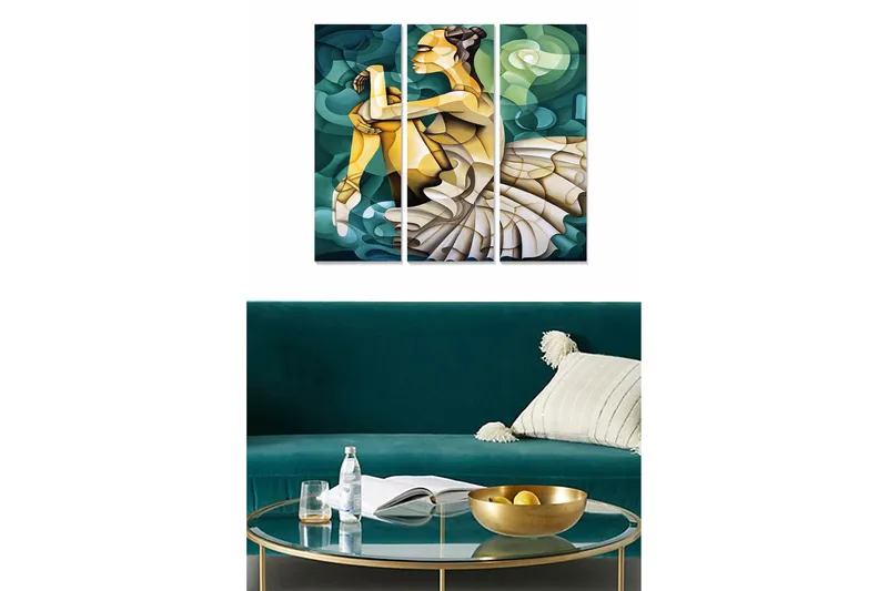 Bilde Abstract 3-pk Flerfarget, 22x05 cm