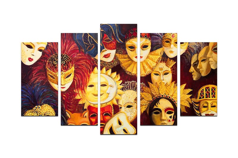 Bilde Abstract 5-pk Flerfarget - 22x06 cm - Interiør - Maleri & posters - Lerretsbilder