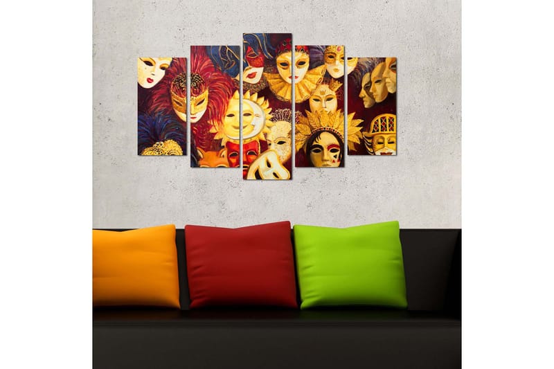 Bilde Abstract 5-pk Flerfarget - 22x06 cm - Interiør - Maleri & posters - Lerretsbilder