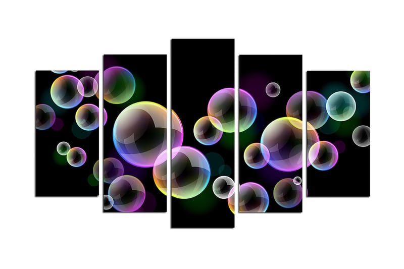 Bilde Abstract 5-pk Flerfarget - 22x06 cm - Lerretsbilder