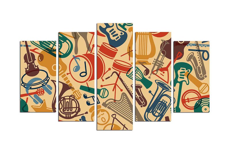 Bilde Abstract 5-pk Flerfarget - 22x06 cm - Interiør - Maleri & posters - Lerretsbilder