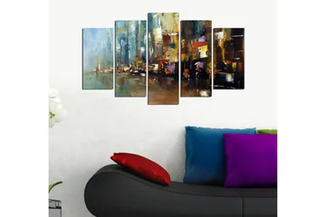 Bilde Abstract 5-pk Flerfarget - 22x06 cm - Interiør - Maleri & posters - Lerretsbilder