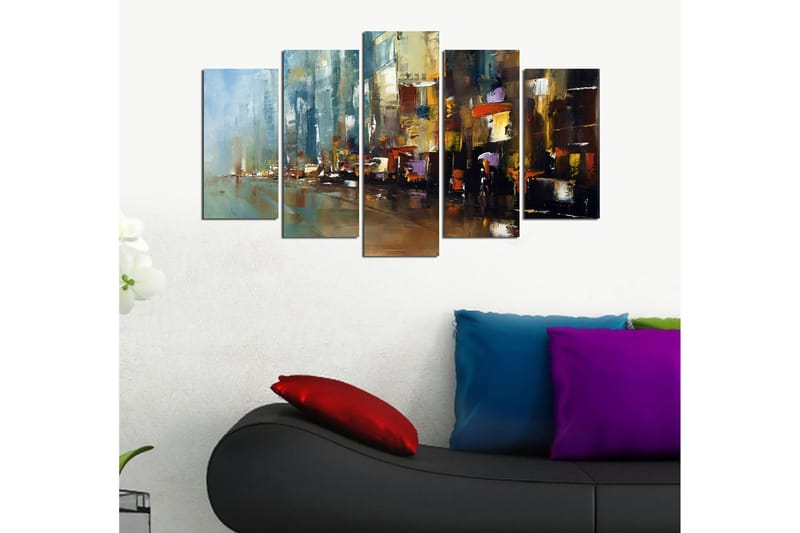 Bilde Abstract 5-pk Flerfarget - 22x06 cm - Interiør - Maleri & posters - Lerretsbilder
