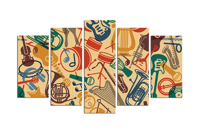 Bilde Abstract 5-pk Flerfarget, 22x06 cm