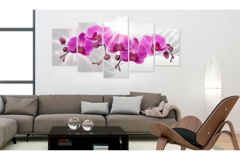 Bilde Abstract Garden Pink Orchids 200x100 - Artgeist sp. z o. o. - Lerretsbilder