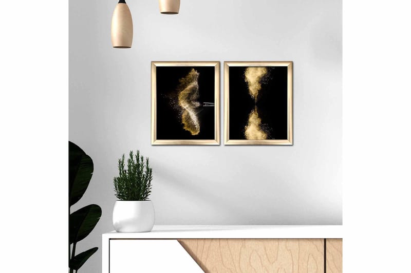 Bilde Abstract med Ramme 2-pk Flerfarget - 22,3x52,8 cm - Interiør - Maleri & posters - Lerretsbilder